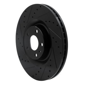 Audi S4 Brake Rotor (1) - Front Left - R1 Concepts - Drilled & Slotted - Black - `04-`09